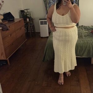Eloquii Cream Knit Skirt Set